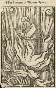 De verbranding van Thomas Hytten (gravure) door English School