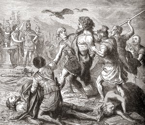De gevangenneming van Teutobochus, een legendarische reus en koning van de Teutonen, uit Ward en Lock
