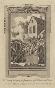 De ceremonie van het leggen van de eerste steen van Black Friars Bridge