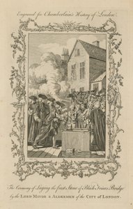 De ceremonie van het leggen van de eerste steen van Blackfriars Bridge