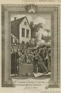 De ceremonie van het leggen van de eerste steen van Blackfriars Bridge