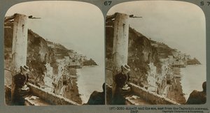 De kust van Amalfi en de Baai van Salerno vanuit een omgebouwd klooster, een stereoscopisch beeld