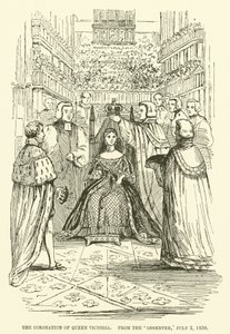 De kroning van koningin Victoria, uit de Observer, 2 juli 1838 (gravure) door English School