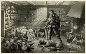 De dood van Gelert, de hond van Llewellyn, scène uit het gedicht van William Robert Spencer 