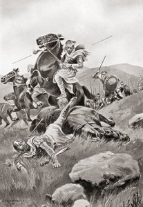 De dood van Masistius tijdens het leiden van een cavalerieaanval tegen de Griekse troepen, uit Hutchinson