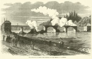 De verdediging van Parijs, de verbranding van de brug van Asnières, november 1870 door English School
