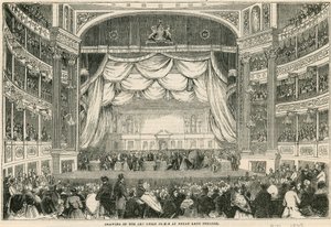 De trekking van de Art Union prijzen in Drury Lane Theatre in 1843 door English School