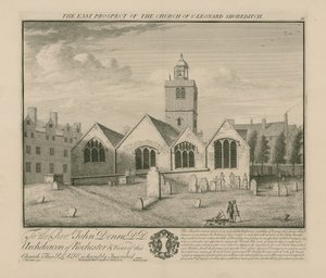 Het oostelijke uitzicht op de kerk van St Leonard Shoreditch door English School