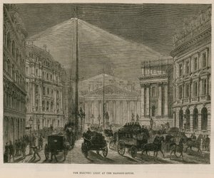 Het elektrische licht bij het Mansion House, Londen