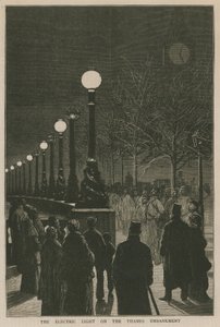 Het elektrische licht op de Thames Embankment door English School