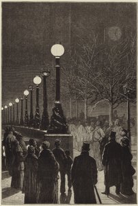 Het elektrische licht op de Thames Embankment door English School