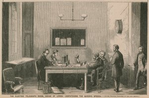 De elektrische telegraafkamer, House of Lords - het verzenden van de toespraak van de koningin