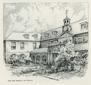 De ingang van Grey Coat Hospital