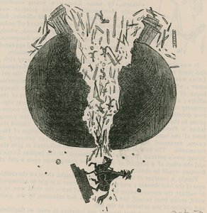 De val van het Wellington-standbeeld; cartoon door English School