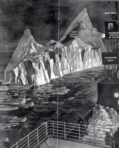 De beroemde ijsberg gezien door J. Scarrott aan boord van de Titanic, 1912 door English School
