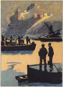 De brandweer aan het werk op de rivier