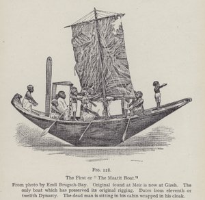 De eerste of de Maatit boot (litho) door English School