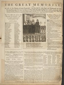 De grote gedenksteen, of, Een lijst van de namen van die vermeende rechters die onze overleden Soeverein Koning Karel de Eerste hebben berecht en veroordeeld, in de plaats die zij het Hooggerechtshof noemden, 27 januari door English School