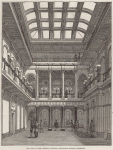 De hal van het Centrale Elektrische Telegraafstation, Lothbury door English School
