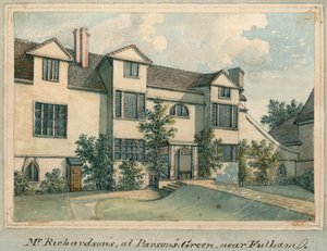 Het huis van Samuel Richardson in Parsons Green, nabij Fulham, Londen door English School