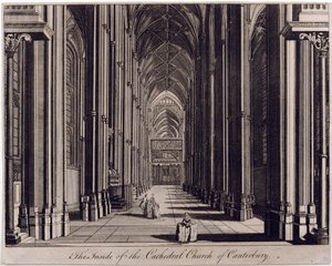 De binnenkant van de Kathedraal van Canterbury, met uitzicht op het schip, vanaf het westen, ca. 1700-43