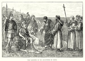 De landing van Sint-Augustinus in Kent (gravure)