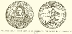 De laatste Grote Medaille geslagen ter viering van de Triomfen van Elizabeth, 1602 door English School