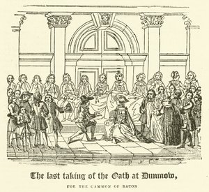 De laatste eedaflegging in Dunmow, voor de ham van spek