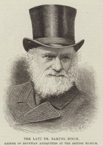 De overleden Dr Samuel Birch, conservator van Egyptische oudheden in het British Museum (gravure) door English School