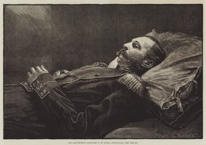 De overleden keizer Alexander II van Rusland na de dood