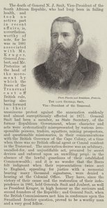 De overleden generaal Smit, vice-president van de Transvaal (gravure) door English School