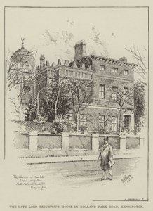 Het huis van de wijlen Lord Leighton in Holland Park Road, Kensington (gravure)