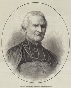 De overleden Monseigneur Dupanloup, bisschop van Orléans (gravure) door English School