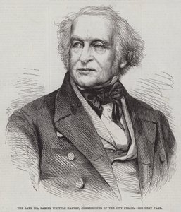 De overleden Mr Daniel Whittle Harvey, Commissaris van de Stads Politie (gravure) door English School