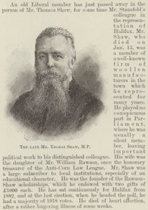 De overleden Mr. Thomas Shaw, MP door English School