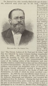 De wijlen dominee Dr Samuel Cox (gravure) door English School