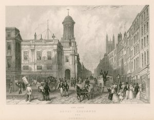 De late Royal Exchange en Cornhill, Londen door English School