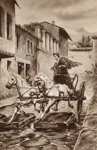 Het leven van een straat in Pompeii in de gloriedagen voordat de stad verdween (kleur litho) door English School