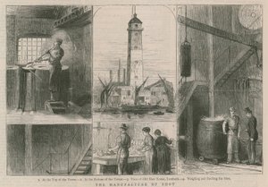 De productie van schot; uitzicht op de Oude Schottoren, Lambeth door English School