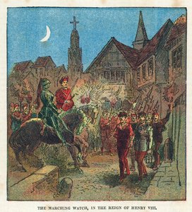 De marcherende wacht tijdens het bewind van koning Hendrik VIII door English School