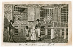 De menagerie in de Tower of London rond 1820