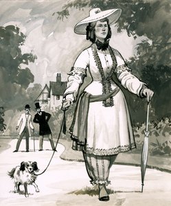 De mid-Victoriaanse mode voor dames die bloomers dragen werd uitgevonden door een mevrouw Bloomer door English School