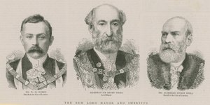De nieuwe Lord Mayor en Sheriffs: Wethouder Sir Henry Isaacs, Lord Mayor door English School