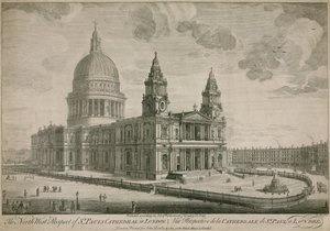 Het noordwestelijke uitzicht op St Pauls Kathedraal in Londen door English School