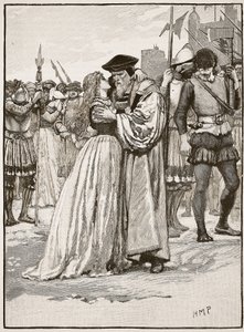 Het afscheid van Sir Thomas More en zijn dochter, illustratie uit Cassells Geïllustreerde Geschiedenis van Engeland door English School