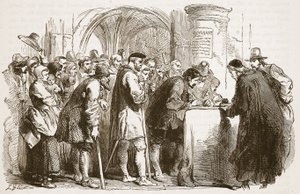 Het volk ondertekent het Verbond in de St. Giles kerk, Edinburgh, illustratie uit Cassells Geïllustreerde Geschiedenis van Engeland