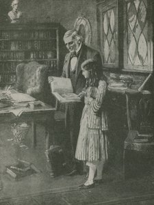 De filosoof en het kleine meisje tussen de boeken door English School