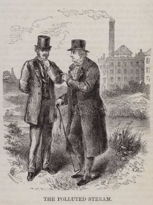 De vervuilde stroom - boer versus industrieel (gravure)