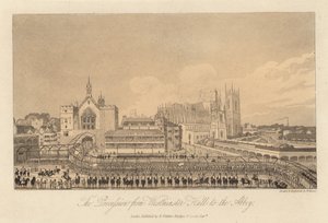 De processie van Westminster Hall naar de Abbey door English School