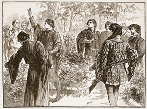 De ruzie in de Temple Gardens, illustratie uit Cassells Geïllustreerde Geschiedenis van Engeland